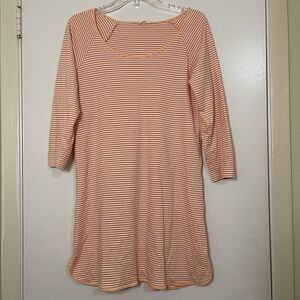 LAKE striped orange pima cotton shirt dress lounge wear size small